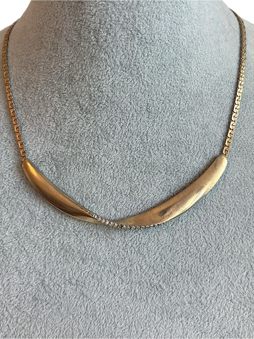 Vintage Sarah Coventry Gold-Tone Curved Bar Rehab Statement Necklace